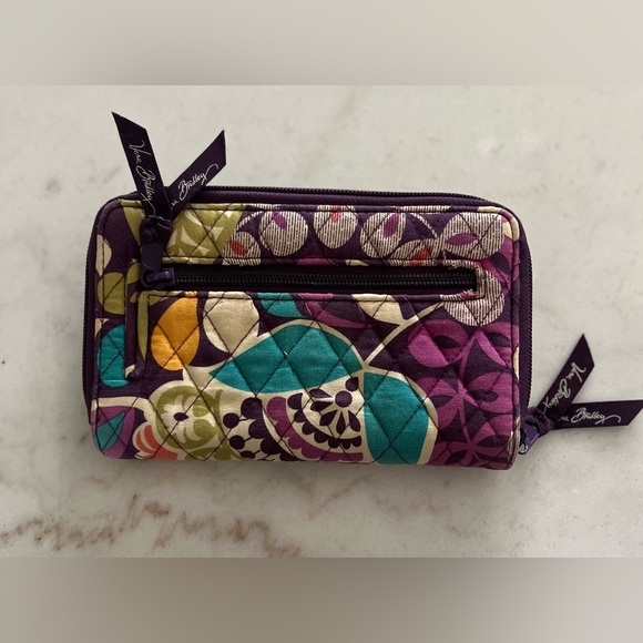 Vera Bradley Turnlock Wallet in the "Plum Crazy" pattern - Picture 3 of 5